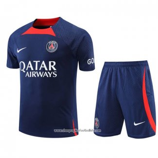 Tracksuit Paris Saint-Germain 2022-2023 Short Sleeve Blue Oscuro - Shorts