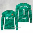 Barcelona Player Ter Stegen Goalkeeper Shirt 2023-2024 Long Sleeve Green