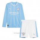 Manchester City Home Shirt 2023-2024 Kid Long Sleeve