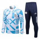 Sweatshirt Tracksuit Manchester City 2022-2023 White and Blue