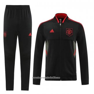 Jacket Tracksuit Manchester United 2022-2023 Black and Red